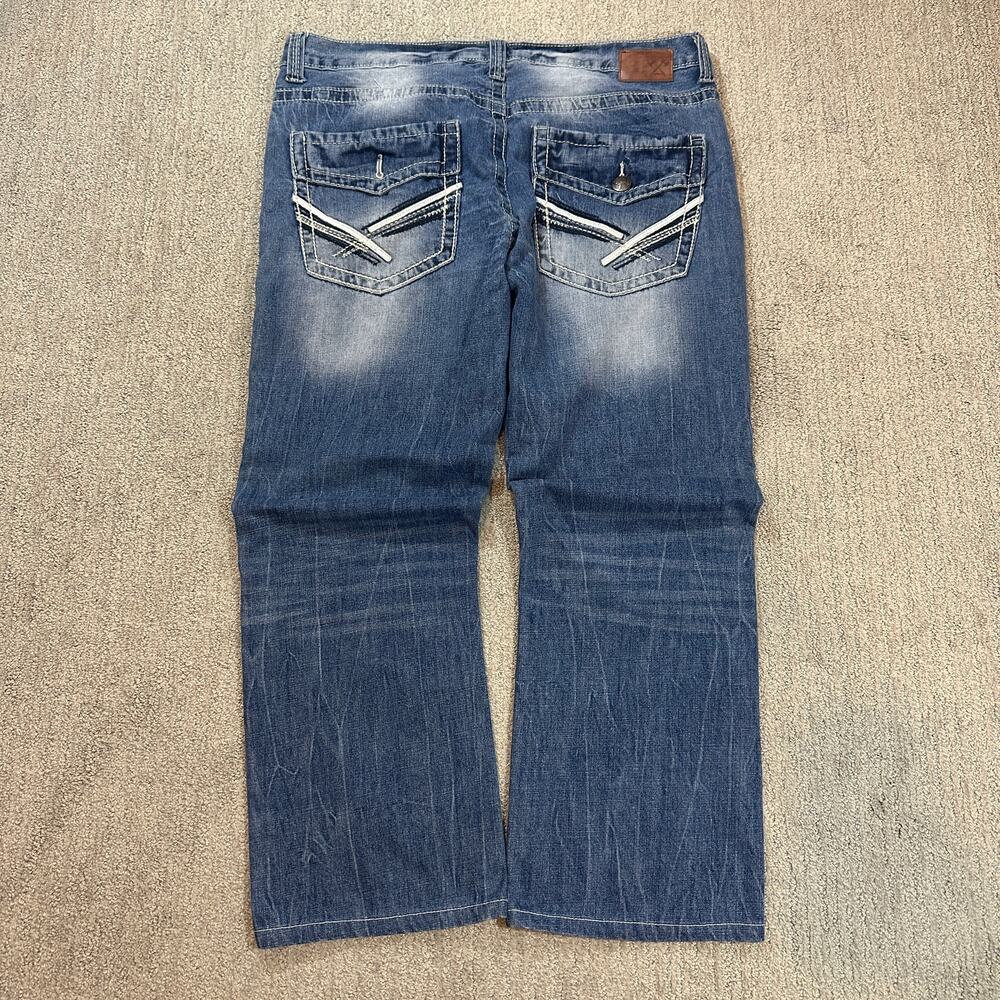 Vintage Y2K Style Washed Straight Jeans With Insane Back Pocket Embroidery